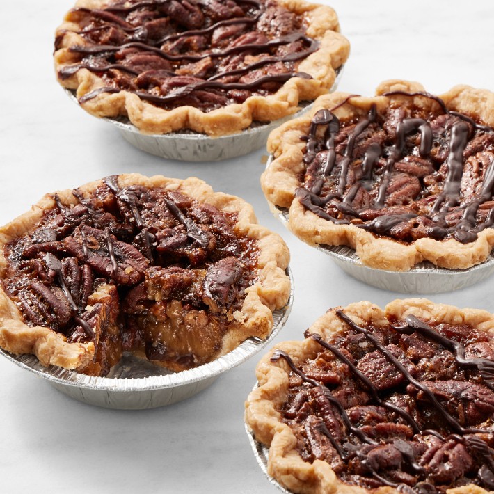 Bourbon Chocolate Pecan Mini Pies, Set of 4