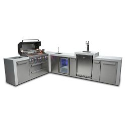 Mont Alpi 805 Deluxe Gas Grill Island with Beverage Center, Fridge &amp; Corner Module