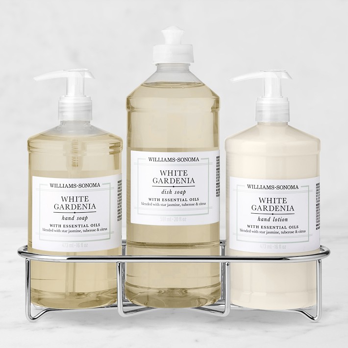 WS White Gardenia Hand Soap & Lotion 4-Piece Kitchen Essentials Set, Stainless-Steel