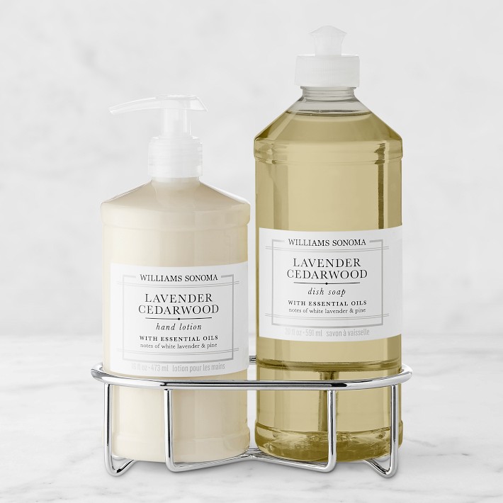 Williams Sonoma Lavender Cedarwood Hand Soap & Dish Soap 3-Piece Kitchen Set, Stainless-Steel