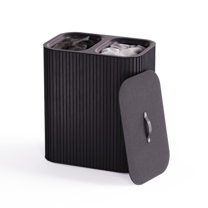 Joseph Joseph Tota Luxe 90-liter Bamboo Laundry Separation Basket, Carbon Black