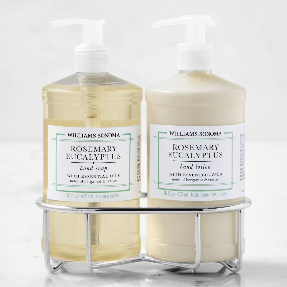 Williams Sonoma Rosemary Eucalyptus Hand Soap & Lotion 3-Piece Set, Classic, Stainless-Steel
