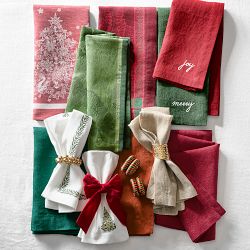 Leaf Garland Embroidered Napkins, Set of 4