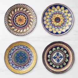 Sicily Ceramic Scalloped Mixed Appetizer Plates, Set of 4