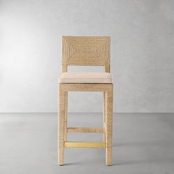 Point Reyes Counter Stool Cushion, Sunbrella Performance Canvas, Flax