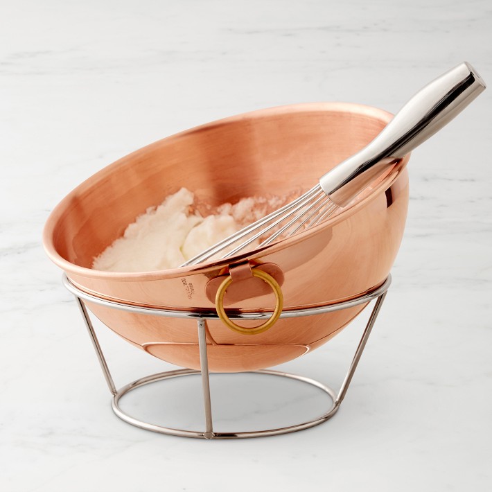 Mauviel Copper Beating Bowl with Metal Stand, 4 3/4-Qt.
