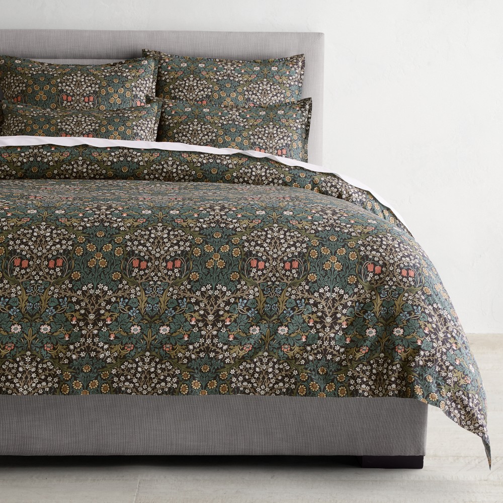 Morris & Co. x Williams Sonoma Home Blackthorn Duvet and Shams, Full/Queen Duvet, Blue