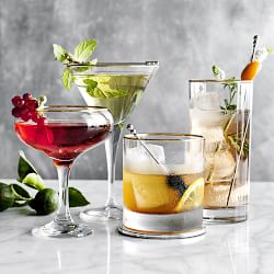 Gold Rim Martini Glasses, Set of 4