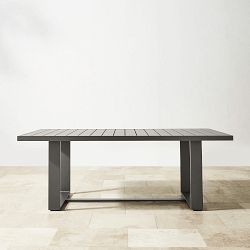 Santa Barbara Slate Outdoor Metal Dining Table &amp; Dining Chairs (84&quot;-124&quot;)