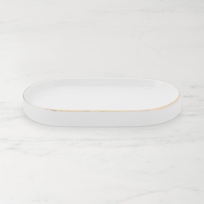 White &amp; Gold Porcelain Double Caddy