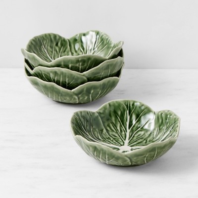Bordallo Pinheiro Cabbage Cereal Bowls, 13 oz, Set of 4, Green
