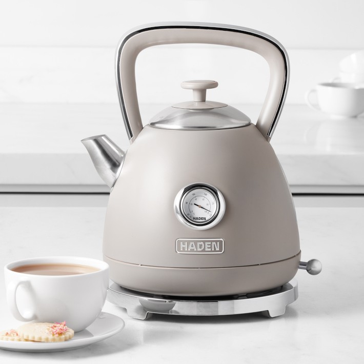Haden Bristol Electric Kettle, 1.7-L, Matte Putty & Chrome