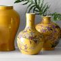 Yellow Hummingbird Ginger Jar Gourd Vase