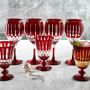 Wilshire Jewel Cut Red Mixed Goblets, Set of 4