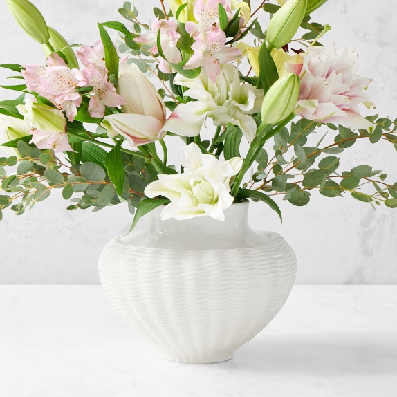 White Ceramic Basket Weave Vase