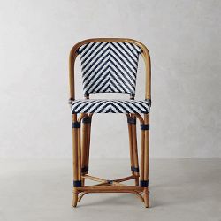 OPEN BOX: Parisian Bistro Woven Counter Stool, Blue/White