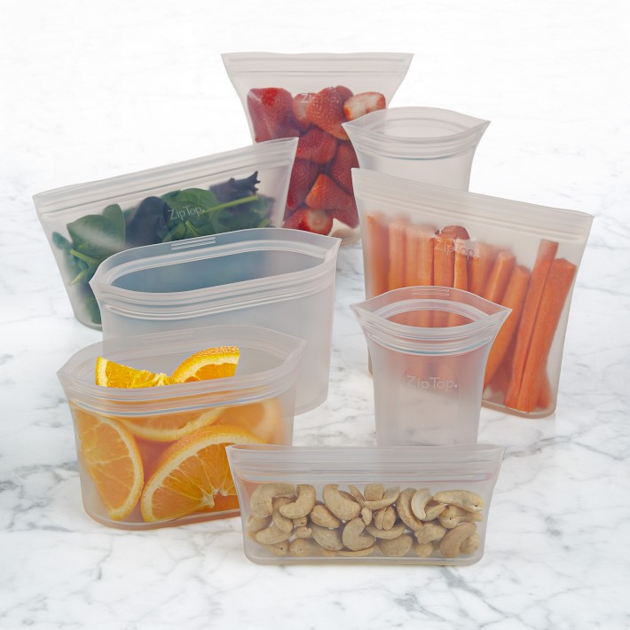 Zip Top 8-Piece Reusable Silicone Food Storage Set Williams Sonoma