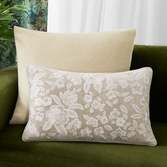 Floral Velvet Embroidered Pillow Cover