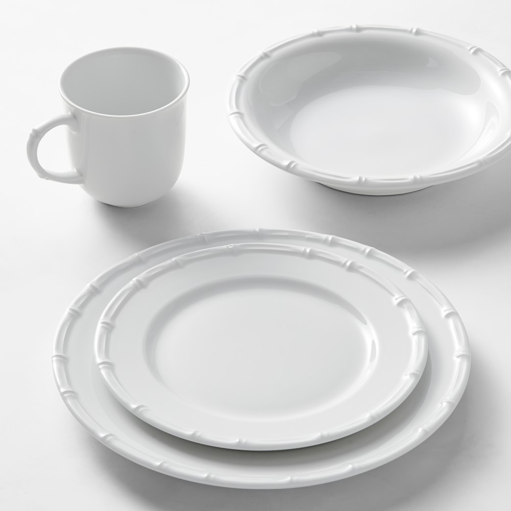 Pillivuyt Bamboo Porcelain 16-Piece Dinnerware Set, with Pasta Bowl