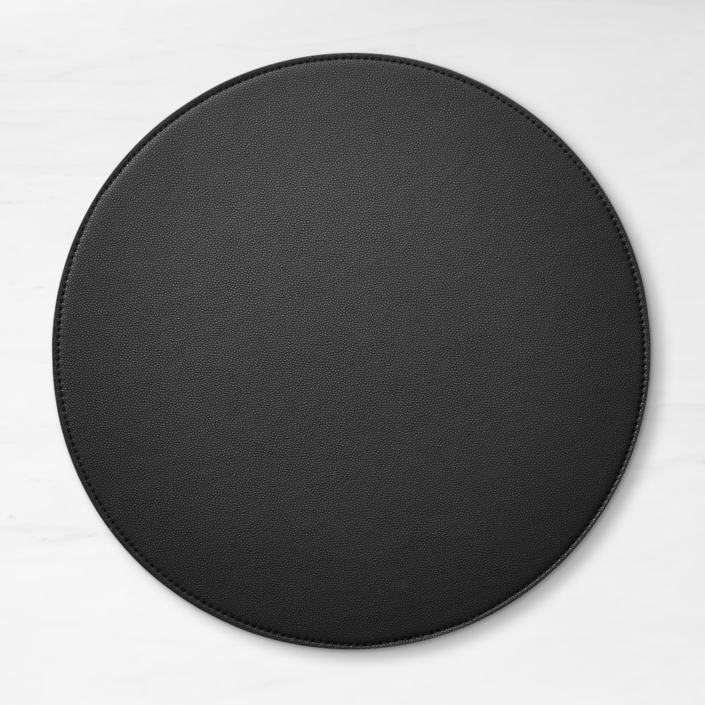 Faux Shagreen Round Placemat, Black