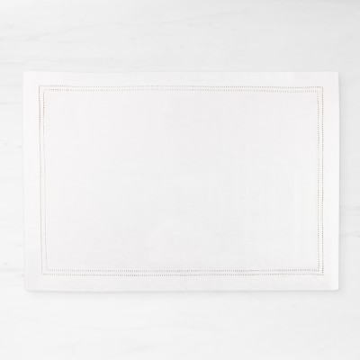 Linen Double Hemstitch Place Mats, Set of 4, White