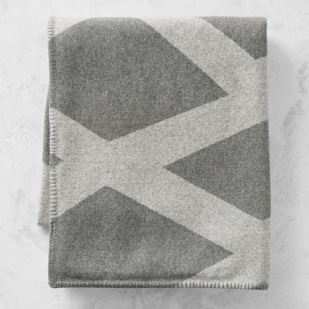 Lulu Double Face Cashmere Jacquard Throw, 50" X 65", Charcoal