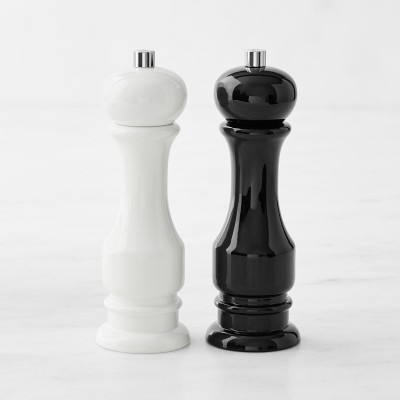 Williams Sonoma Salt and Pepper 7" Set, Black and White