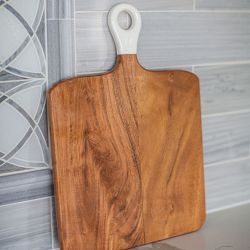 Jeanne Fitz Wood &amp; White Square Cheese Board