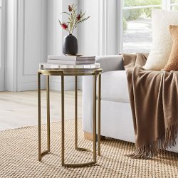 Lago Accent Table, Antique Brass (14&quot;)