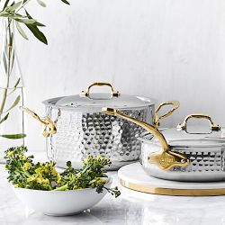 Mauviel M'Elite B Hammered Stainless-Steel Dutch Oven