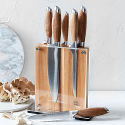 Schmidt Brothers Bonded Teak Knives, Set of 7