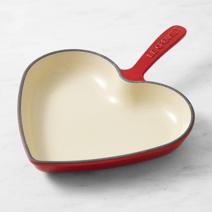 Le Creuset Enameled Cast Iron Heart Skillet Fry Pan, Red