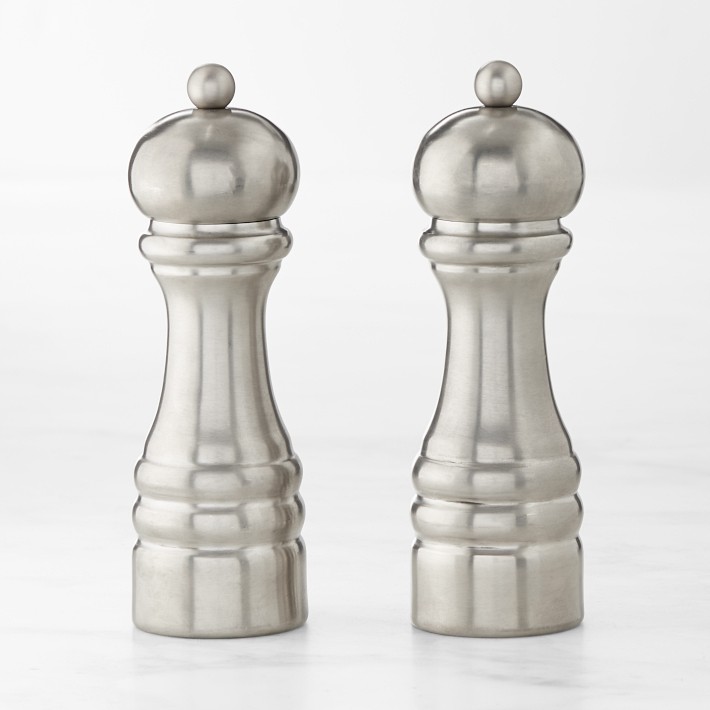 Williams Sonoma Pewter Salt and Pepper Mill Set