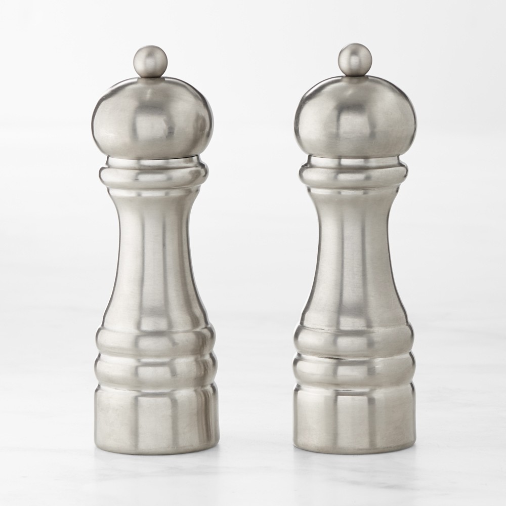 Williams Sonoma Pewter Salt and Pepper Mill Set
