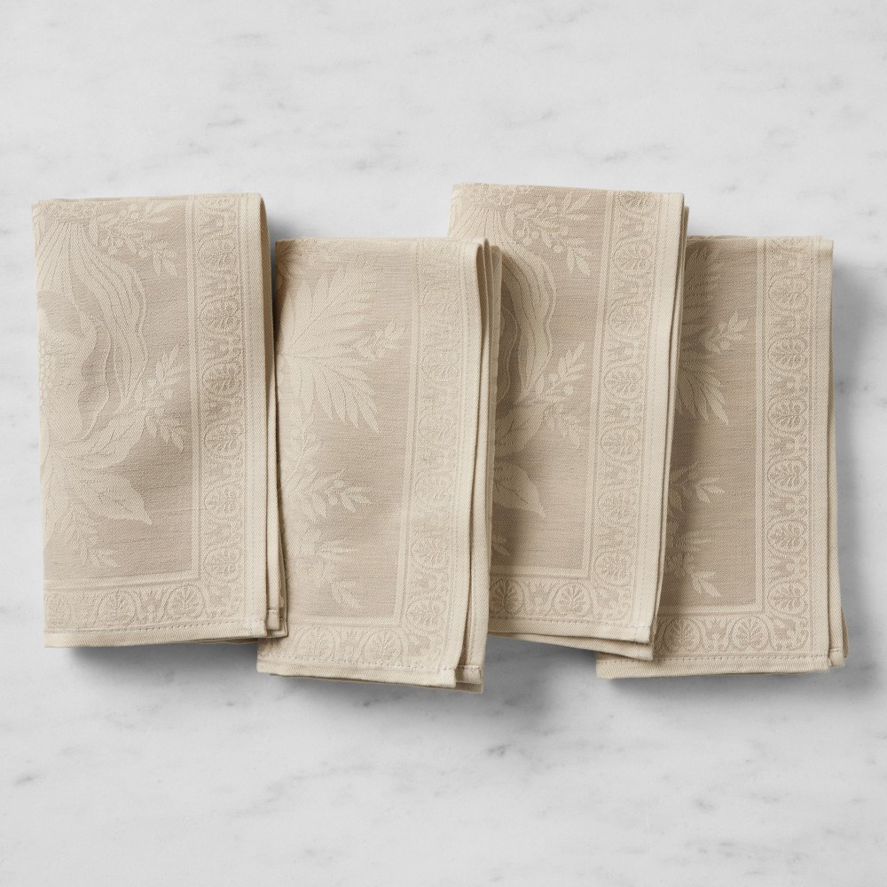 Vintage Floral Jacquard Napkins, Set of 4 - Set of 4, Natural