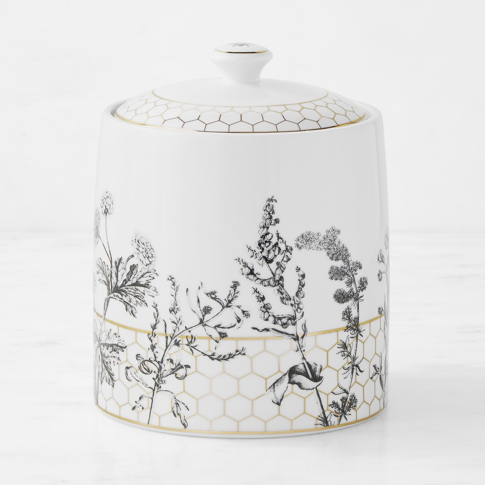 OPEN BOX: Williams Sonoma Honeycomb Porcelain Canister, Small