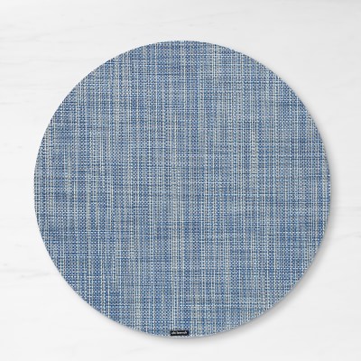 Chilewich Mini Basketweave Round Placemats, Set of 4, Chambray