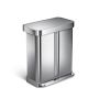 simplehuman™ 58-L. Dual Compartment Rectangular Step Can, Brushed Stainless-Steel