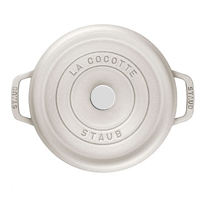 Staub Enameled Cast Iron Round Dutch Oven, 7-Qt., White Truffle