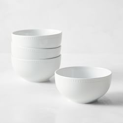 Apilco Beaded Hemstitch Porcelain Cereal Bowls, Set of 4