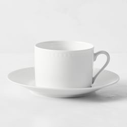 Apilco Beaded Hemstitch Porcelain Cups & Saucers, Set of 4