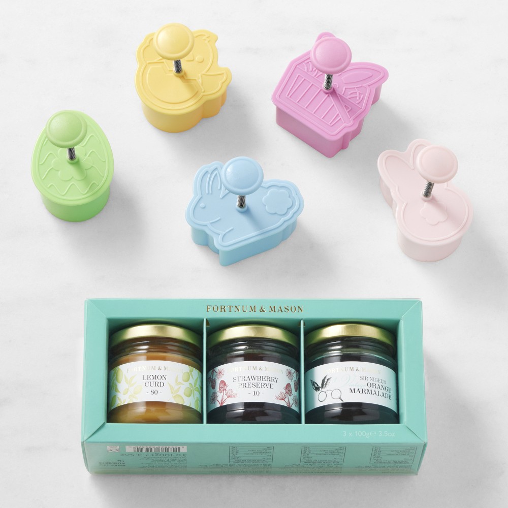 Williams Sonoma Easter Thumbprint Cookie Cutters with Fortnum & Mason Preserve Trio