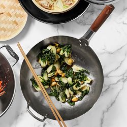 Williams Sonoma Traditional Carbon Steel Flat-Bottom Wok, 14&quot;