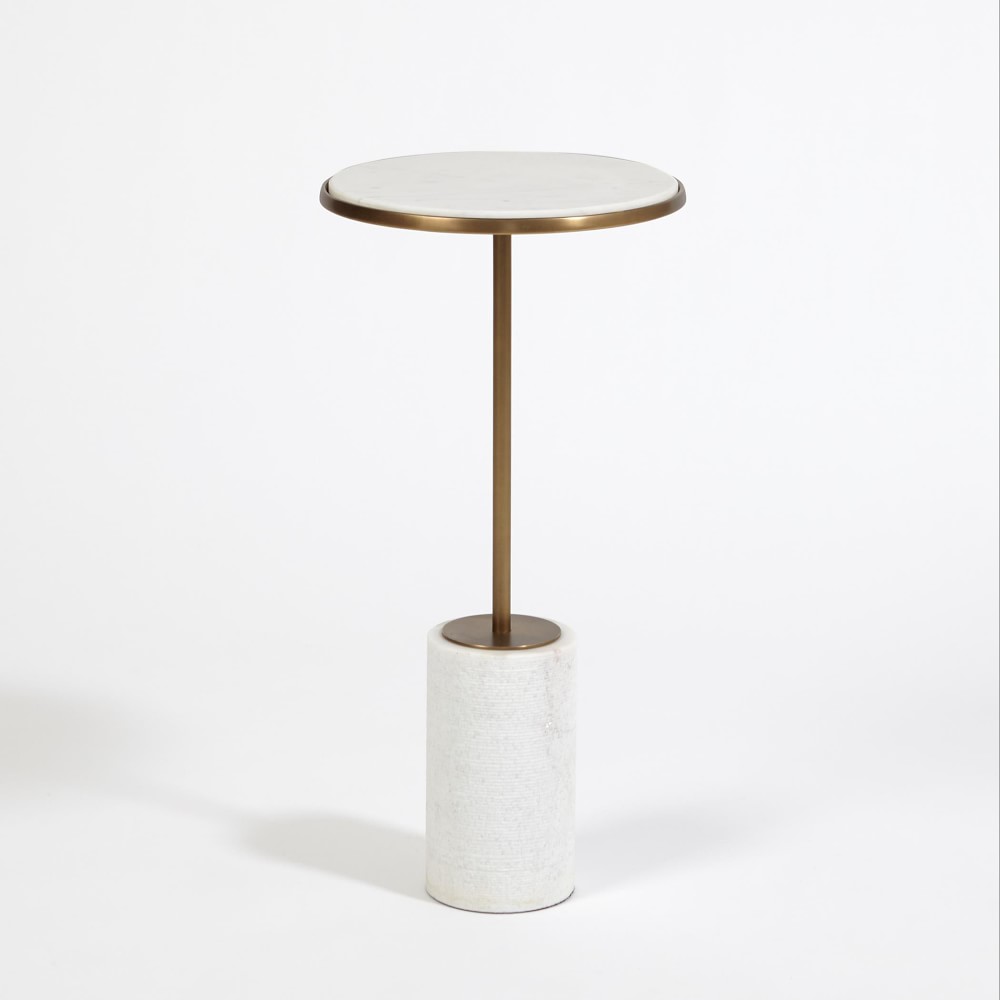 Turro Accent Table, Short, Marble, Aged Bronze