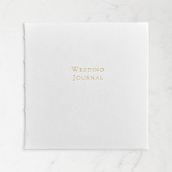 Wedding Journal with White Pebble Grain Leather