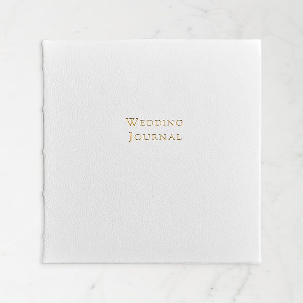 Wedding Journal with White Pebble Grain Leather