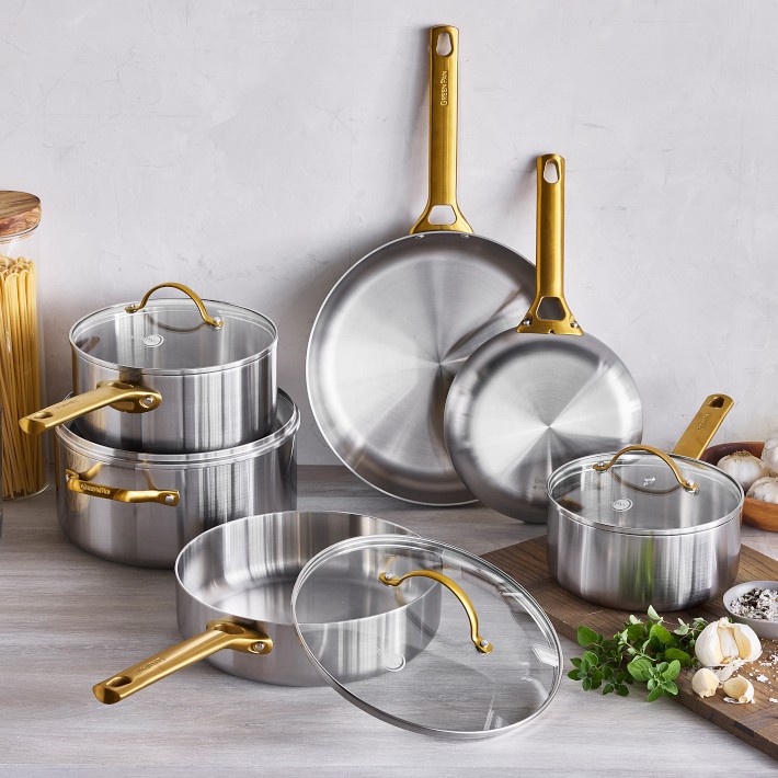 GreenPan™ Reserve Uncoated Stainless-Steel 10-Piece Cookware Set