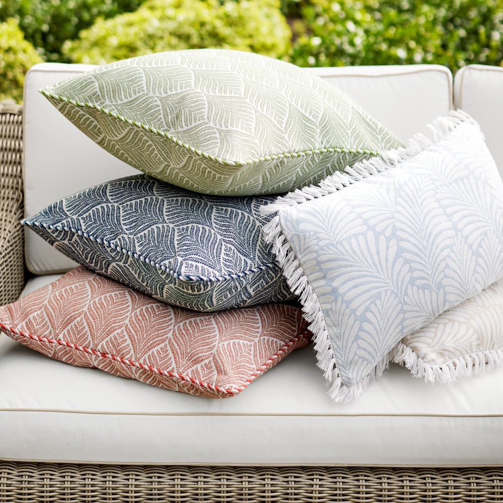 Frond Outdoor Pillow Cover, Light Blue