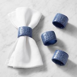 Woven Ceramic Napkin Rings, Set of 4