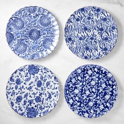 Marlo Thomas x Williams Sonoma Dinner Plates, Set of 4, Blue Floral